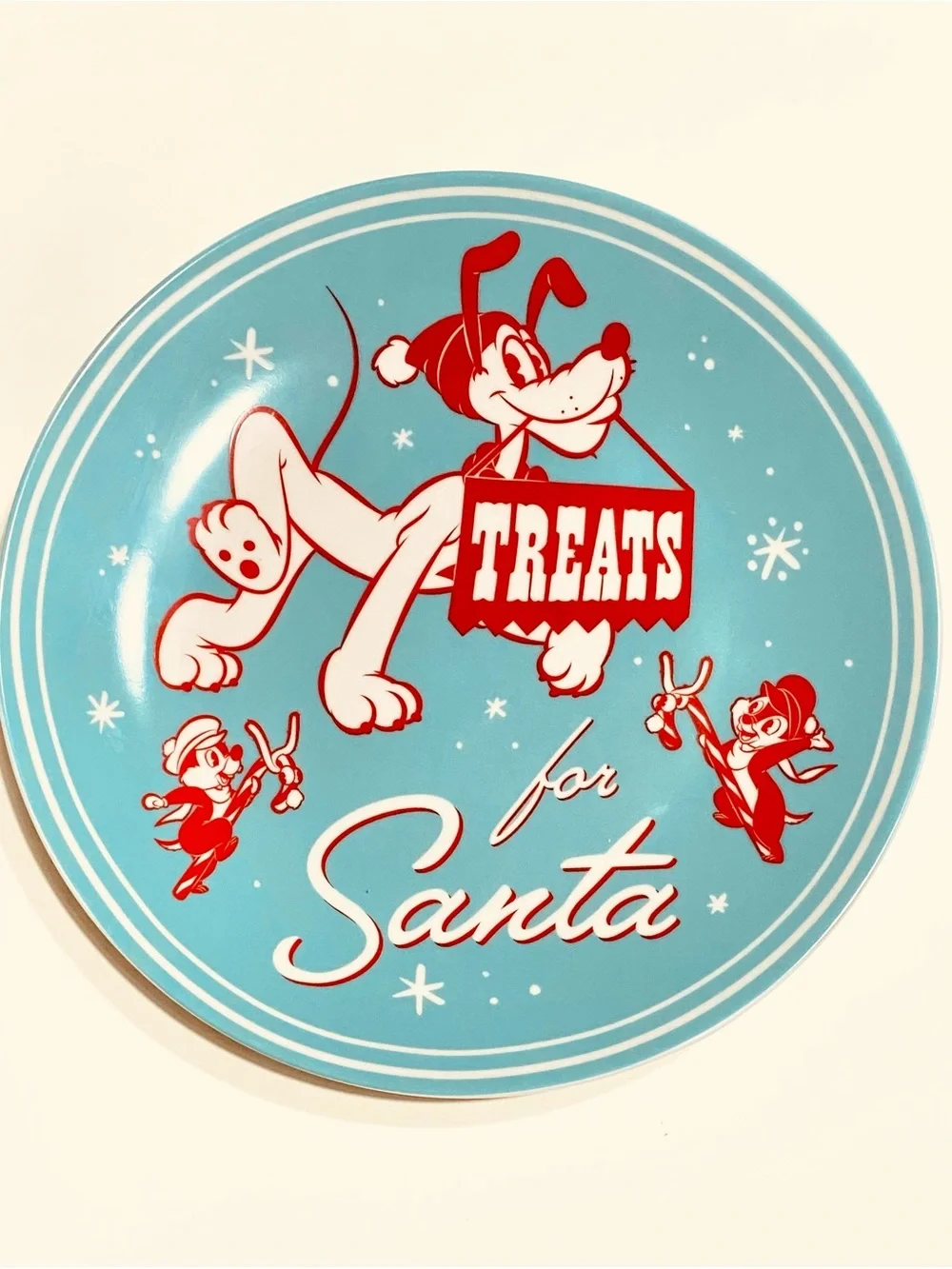 Disney Treats For Santa Christmas Plate 8” Pluto Chip Dale